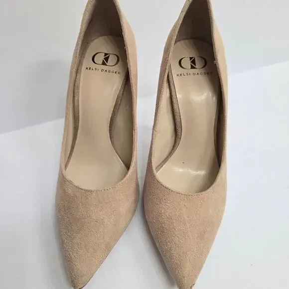 Kelsi Dagger Women’s Suede High Heel Pumps Size 6.5 Beige Nude Leather Shoes - Picture 7 of 11